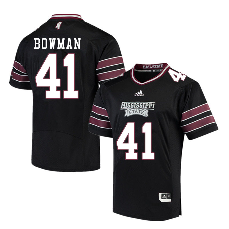 Men #41 Reed Bowman Mississippi State Bulldogs College Football Jerseys Sale-Black